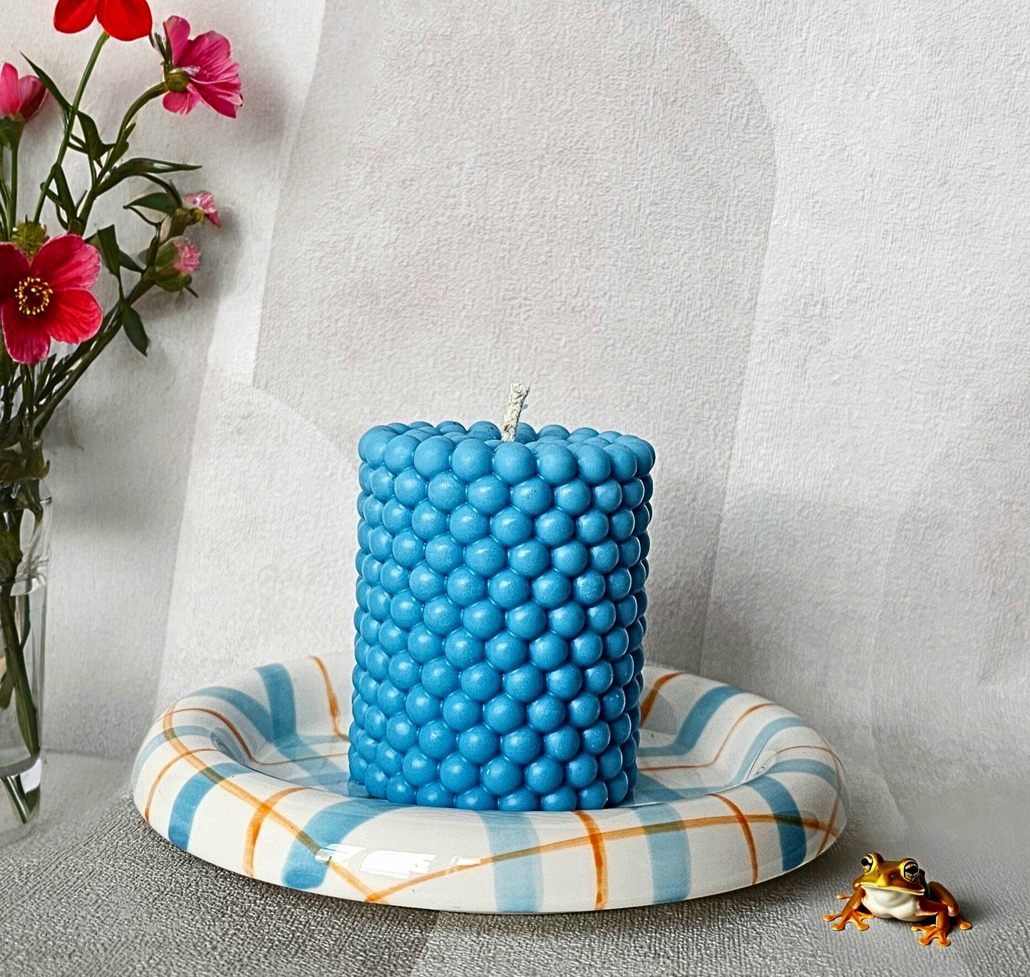 Soucoupe Bleu Seynarie Bougie - assiette décorative pour bougie personnalisée